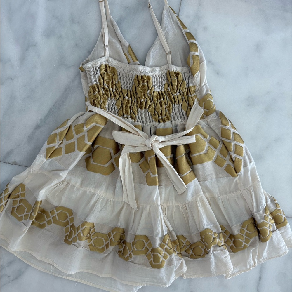 Brand new Gold and Cream Sleeveless Dress Greek goddess boho mini dress - Picture 2 of 3